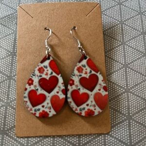 Red Heart Drop Earrings